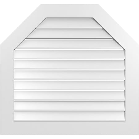 Ekena Millwork Octagonal Top Surface Mount PVC Gable Vent: Functional, w/ 3-1/2"W x 1"P Standard Frame, 36"W x 34"H GVPOT36X3401SF